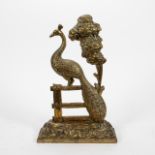 CAST BRASS PEACOCK DOORSTOP, EARLY 20TH C.