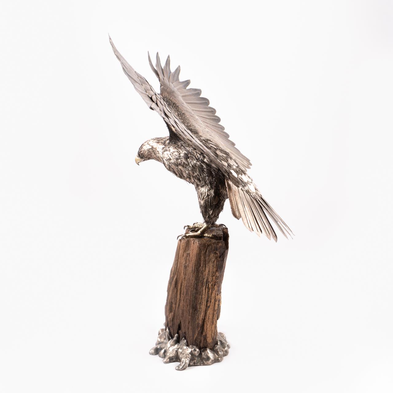 BUCCELLATI STERLING SILVER FIGURE OF AN EAGLE, 28" - Image 3 of 10