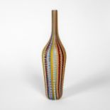 CENEDESE MURANO COLORFUL GLASS BOTTLE VASE, RIBBED