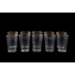 10 SEGUSO COLORLESS DELICATE TUMBLERS, GOLD RIM