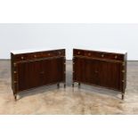 PAIR, ROSEWOOD NARROW MARBLE TOP CABINETS