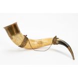 19TH/20TH C. CONTINENTAL BRASS MOUNTED STEER HORN