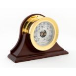 CHELSEA SHIP'S BELL BAROMETER ON MAHOGANY STAND