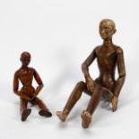 TWO 19TH C. ARTICULATED WOODEN DOLLS OR FORMS