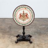 REGENCY STYLE FLIP TOP TABLE W/ ARMORIAL CREST