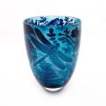 ASPREY 4 SEASON INDIGO GLASS CAMEO VASE