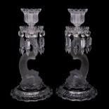 PAIR, BACCARAT "DAUPHIN" CRYSTAL CANDLESTICKS