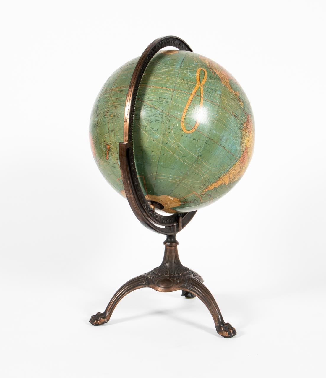 TERRESTRIAL TABLE GLOBE BY SCOTTISH MAKER, C.1890