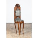 19TH C. CONTINENTAL WALNUT & PEWTER LAVABO