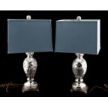 PAIR, BALUSTER FORM MERCURY GLASS TABLE LAMPS