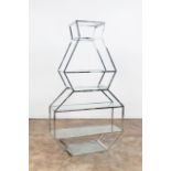 MILO BAUGHMAN STYLE CHROME & GLASS ETAGERE