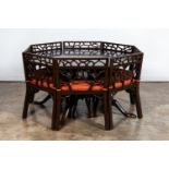 ANN GETTY HOUSE "RUSTIC CHINESE" TABLE & CHAIRS