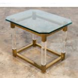 HOLLYWOOD REGENCY BRASS & GLASS SIDE TABLE