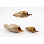 3 SEGUSO SNAIL FORM GLASS GOLD TWISTED SHELLS
