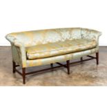 19TH C. GEORGIAN SETTEE, MODERN DAMASK UPHOLSTERY