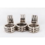 6 BOTTEGA VENETA SILVER PLATE WOVEN NAPKIN RINGS