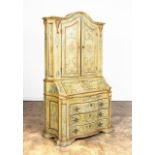 19TH C. FRENCH FLORAL PAINTED FALL FRONT SECRETARY