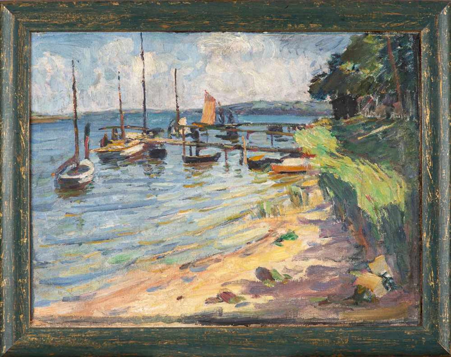 Hans-Otto Gehrcke (1896 Langelsheim/Harz – 1988 Ferch)Boote am Bodden, Insel Rügen.< - Bild 2 aus 3