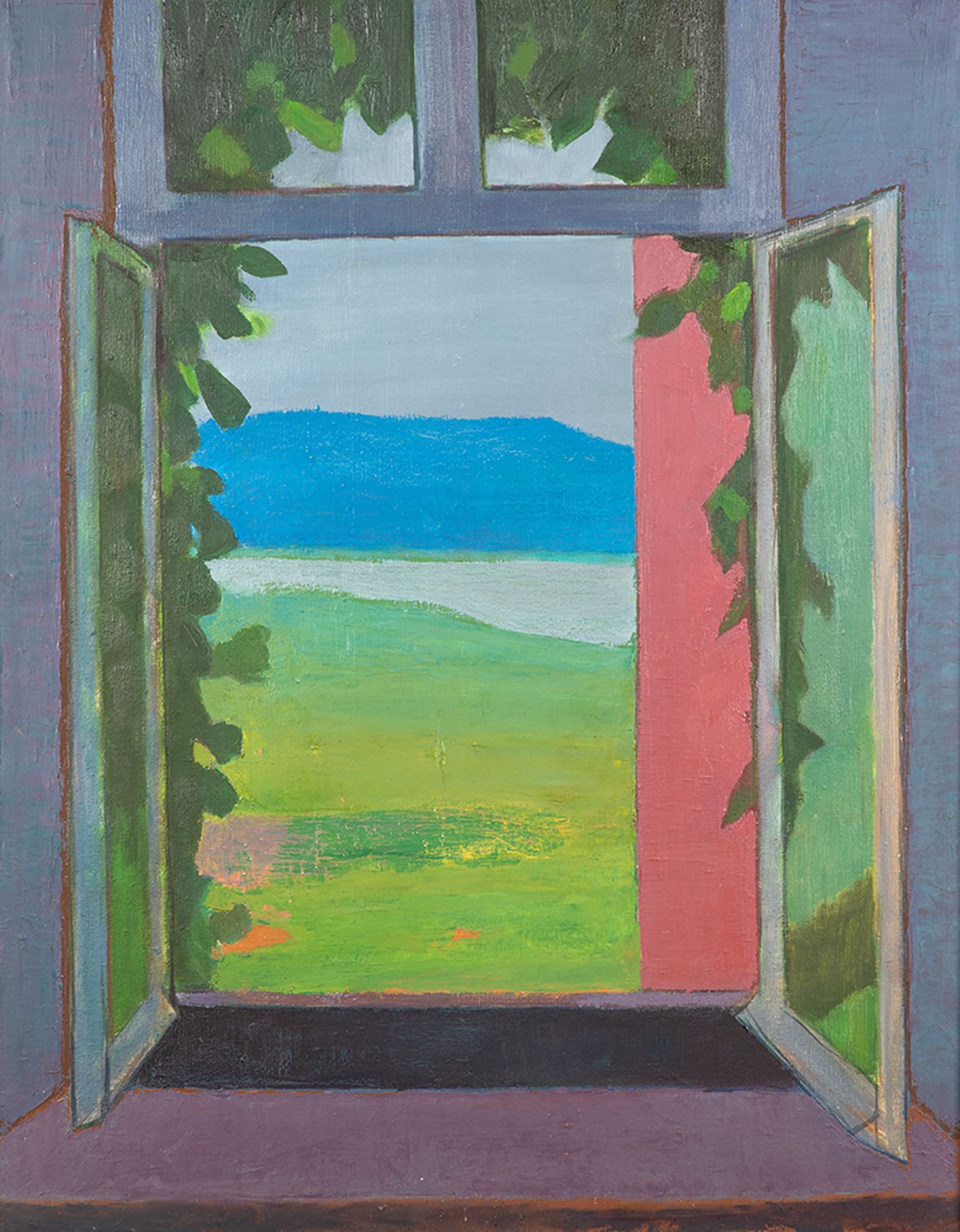 Egon Pukall (1934 Riesenkirch/Westpr. – 1989 Dresden)Fensterblick mit Efeu.Öl au