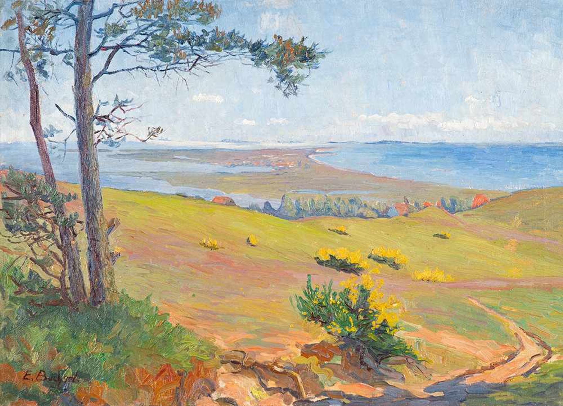 Elisabeth Büchsel (1867 – Stralsund – 1957)Inselblick Hiddensee.Öl auf Leinwa