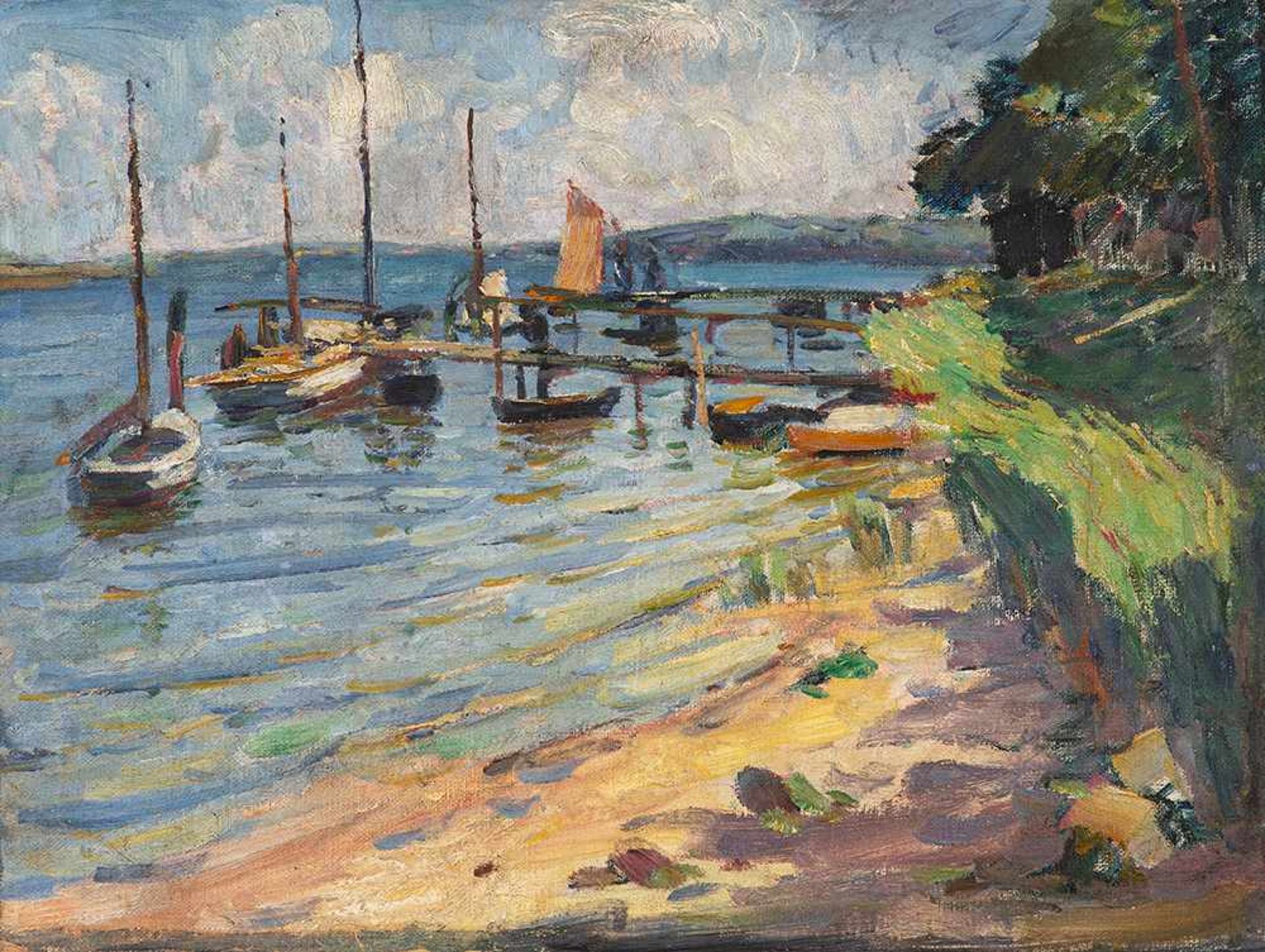 Hans-Otto Gehrcke (1896 Langelsheim/Harz – 1988 Ferch)Boote am Bodden, Insel Rügen.<