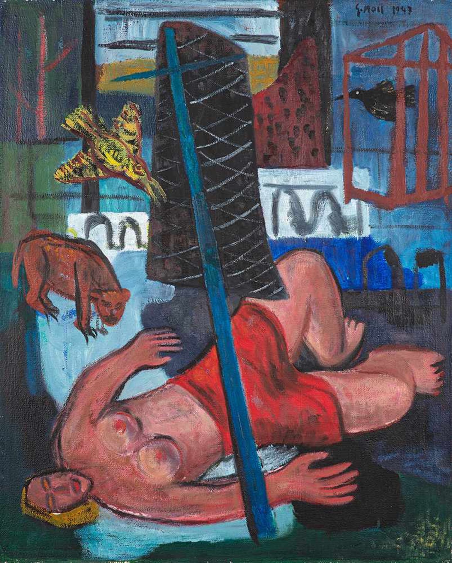 Gerhard Moll (1920 – Berlin – 1986)Liegende.Öl auf Leinwand. 1947. 670 x 540 m