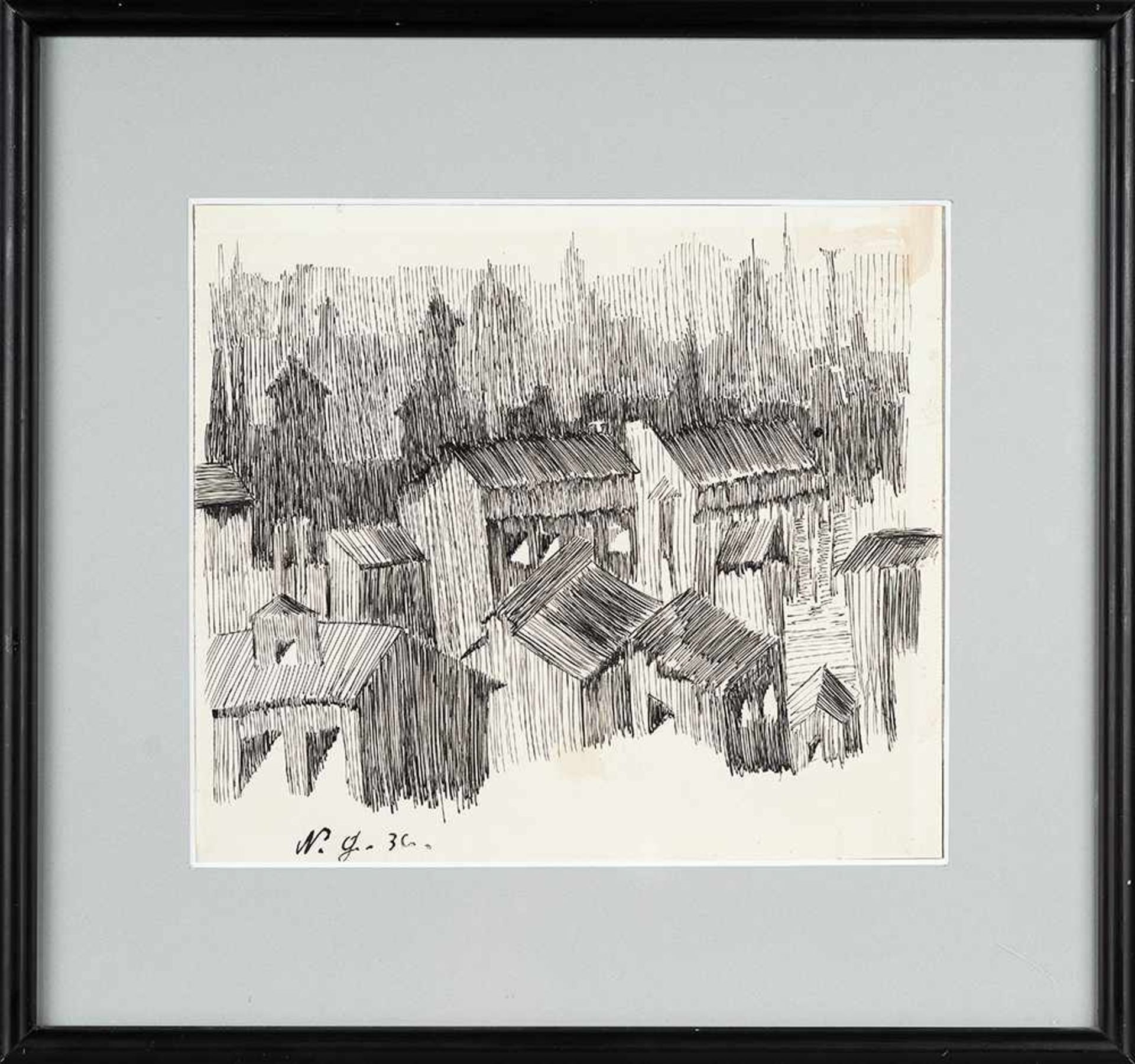 Natalija Gontscharowa (1881 Nagaevo – 1962 Paris)Blick aus meinem Atelier.Federze - Bild 2 aus 3