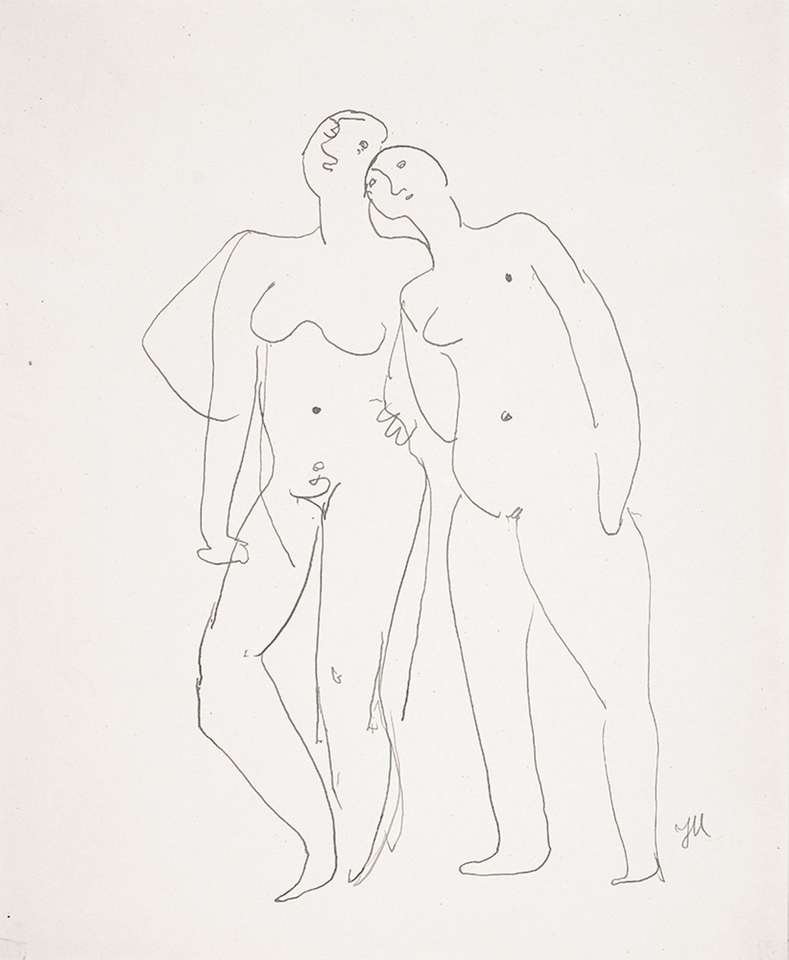 Jeanne Mammen (1890 – Berlin – 1976)Zwei aneinandergeschmiegte, stehende weibliche