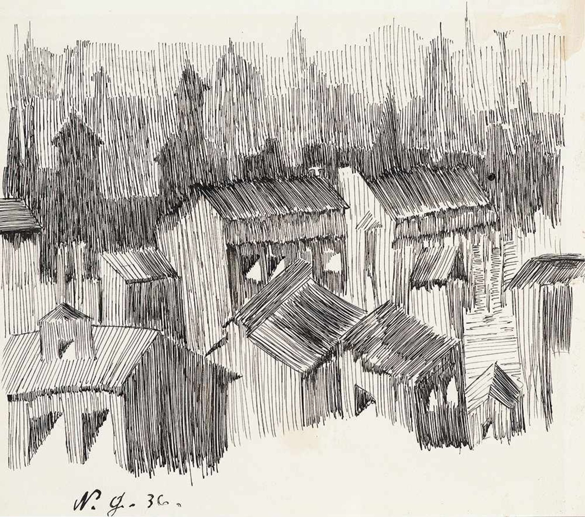 Natalija Gontscharowa (1881 Nagaevo – 1962 Paris)Blick aus meinem Atelier.Federze