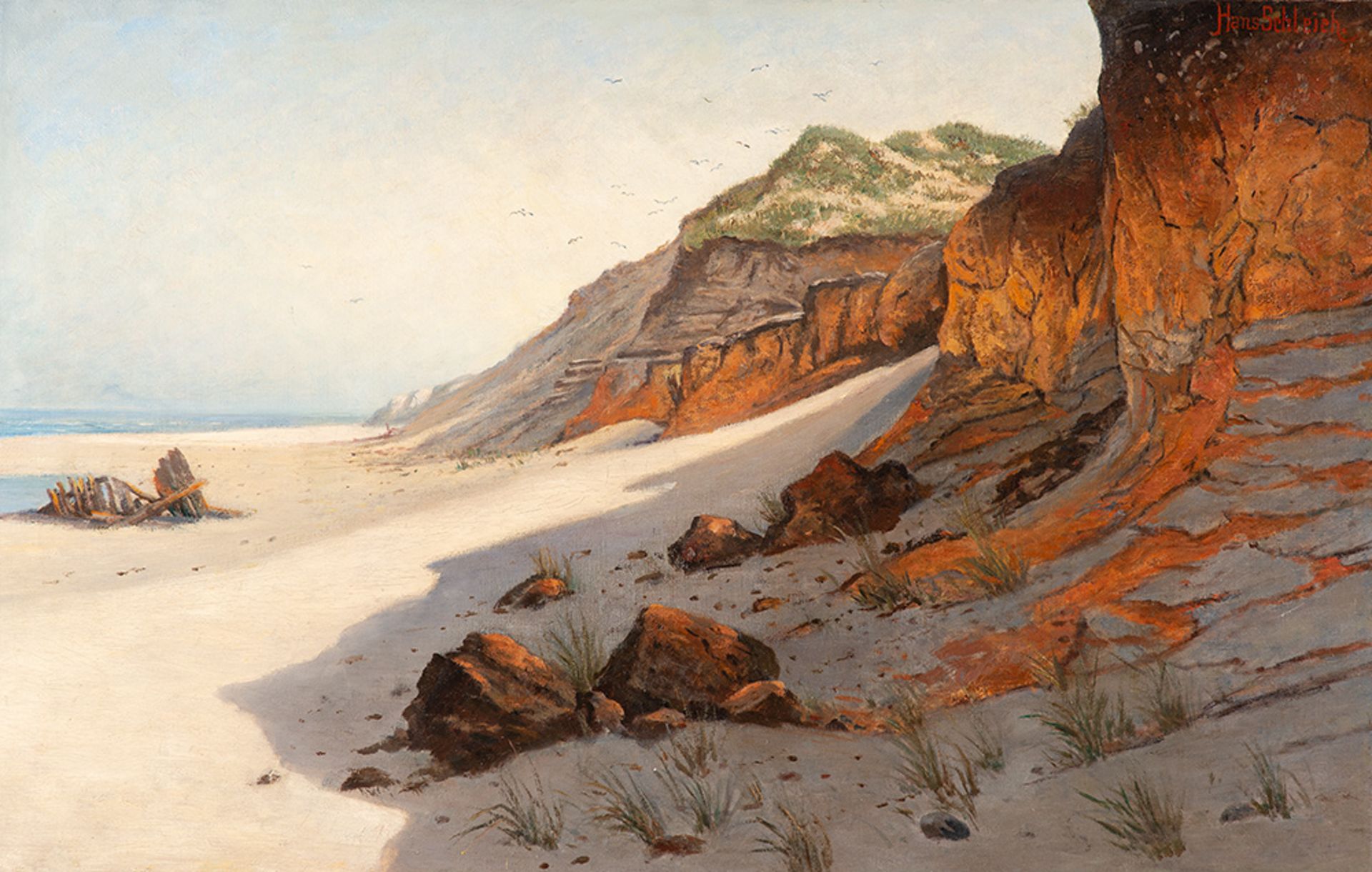 Hans Schleich (1834 Stettin – 1912 Berlin)Am Strand von Groß Kuhren, Ostpreußen. <b