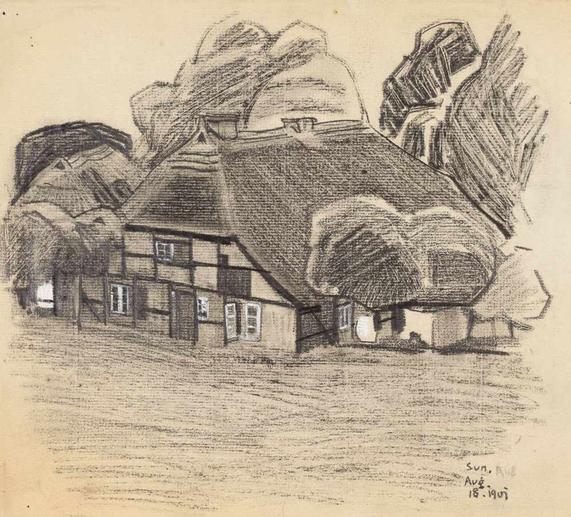 Lyonel Feininger (1871 – New York – 1956)Farmhaus auf Rügen. (Farmhouse on Rügen)