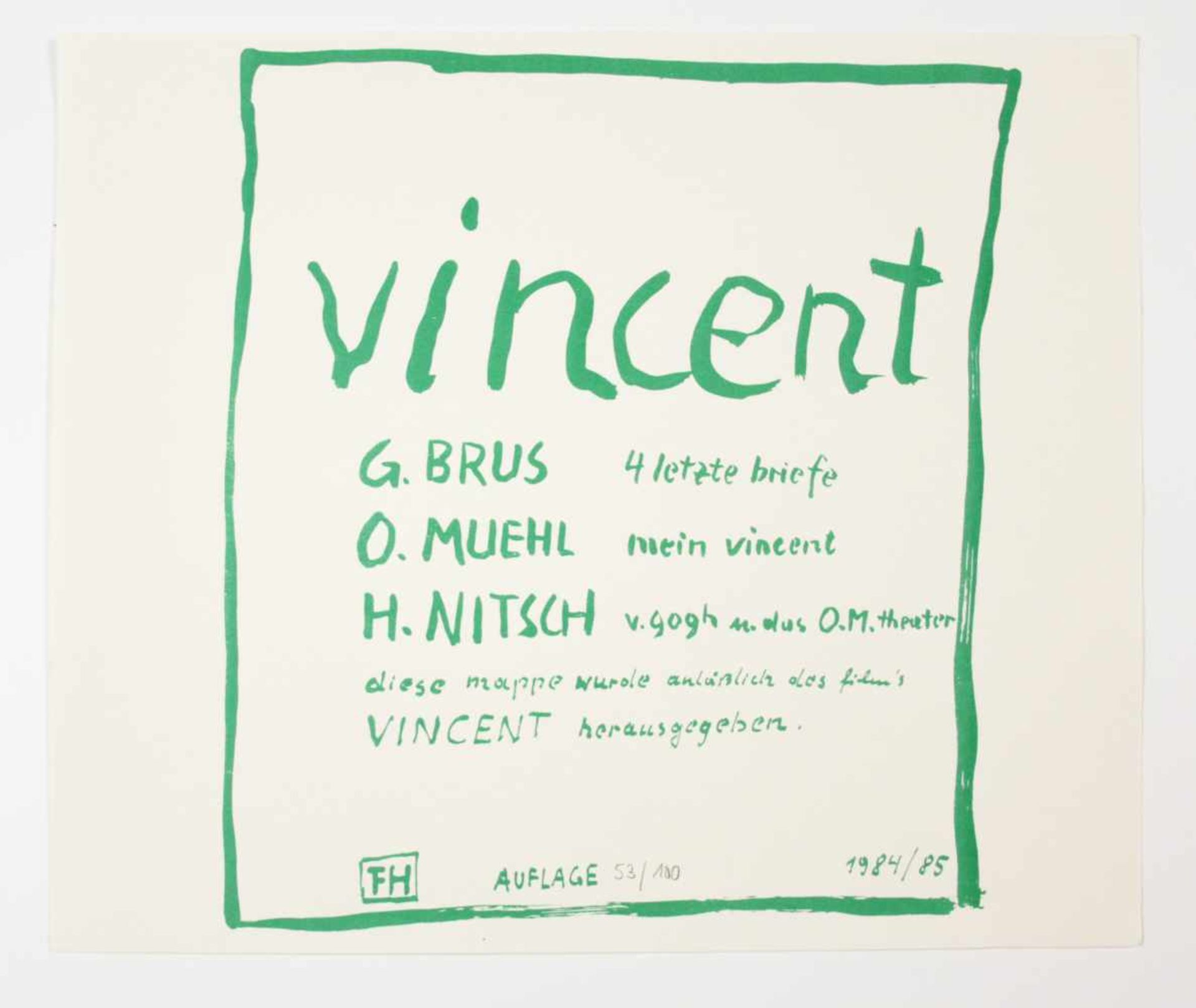 Diverse Künstler"Mappe Vincent"1984/85Vollständige Mappe "Vincent" bestehend aus - Bild 12 aus 19