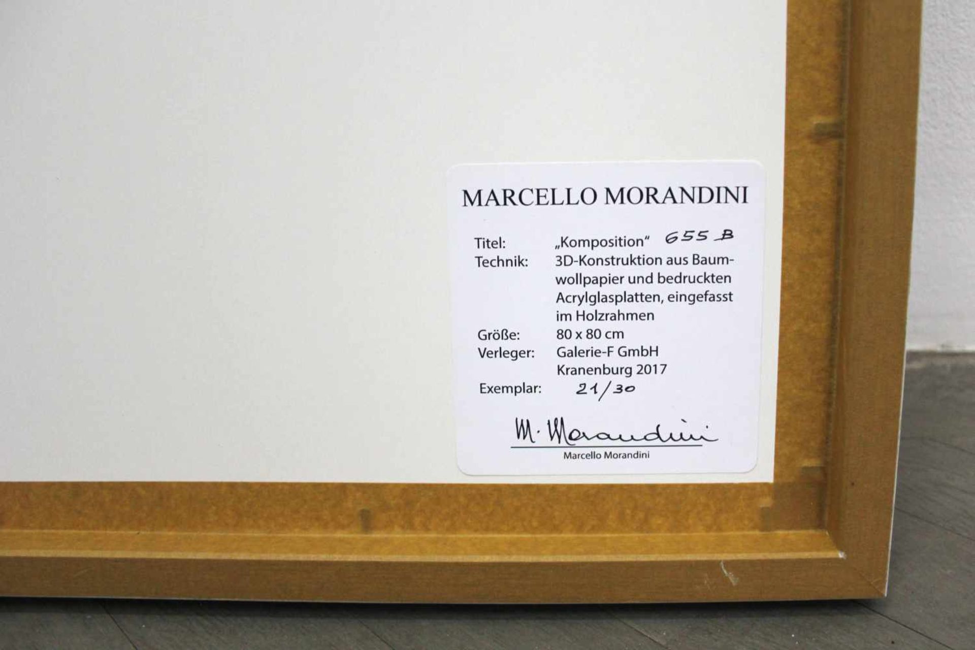 Marcello Morandini(geb. 1940)"Komposition 655 B"20173-D Konstruktion aus Baubwollpa - Bild 2 aus 3