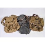 All-2 sacs à dos et 1 sac de transport : 1 sac de montagne en toile kaki avec bretelles en cuir,