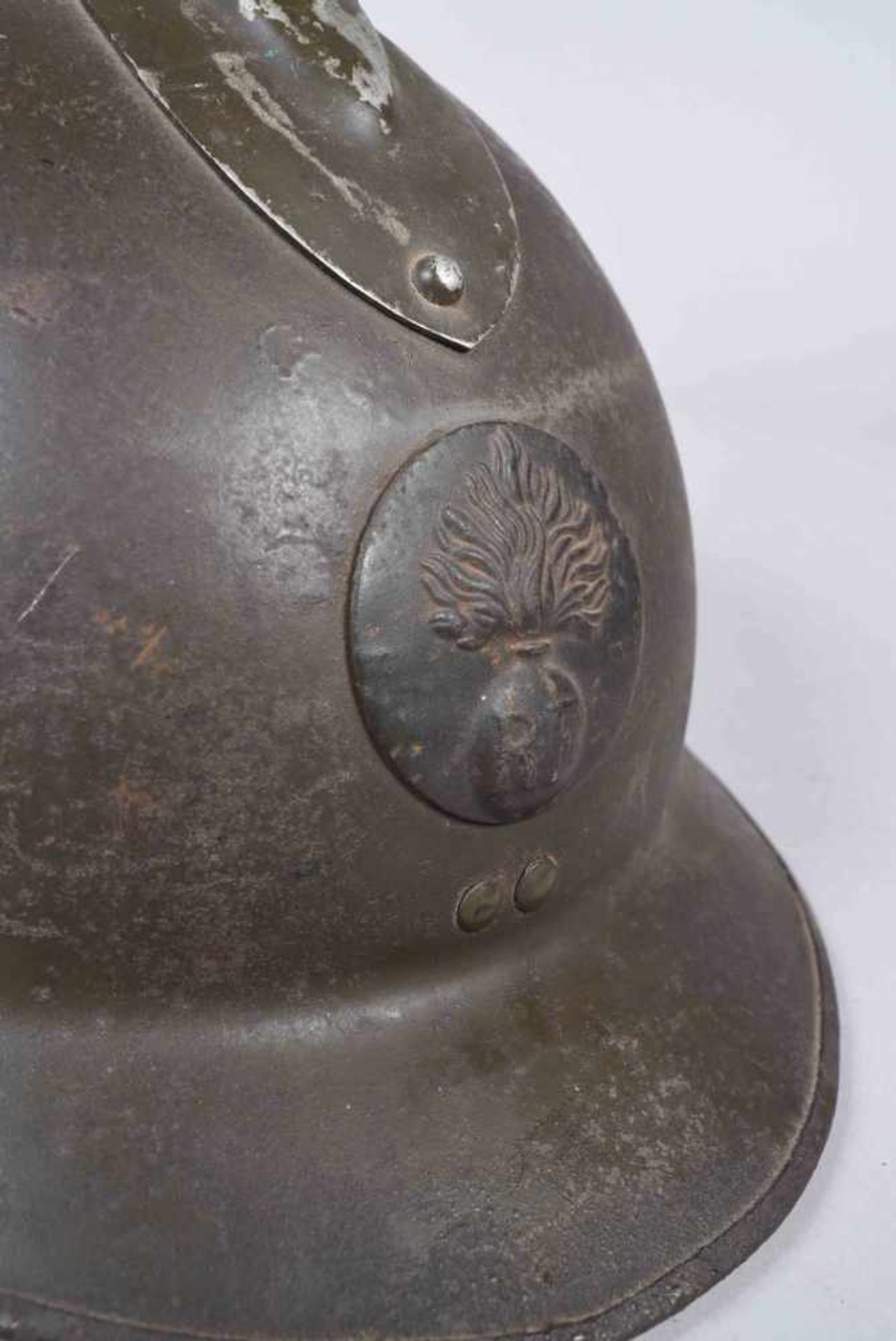 FR. Casque M/26 Attribut de l'infanterie M/37. Fabricant. Coque C. Peinture verte d'usine. Coiffe en - Bild 6 aus 6