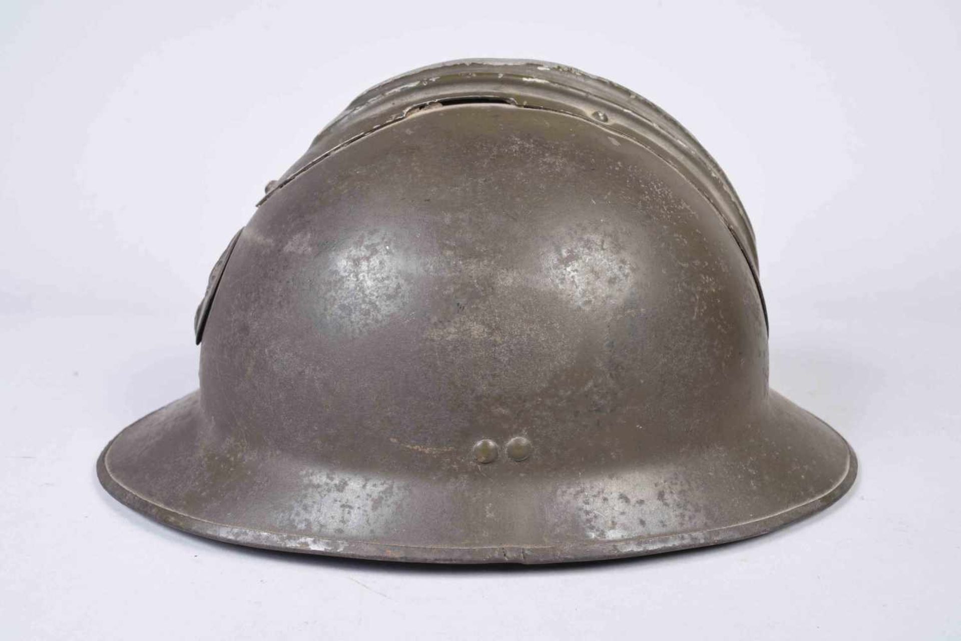 FR. Casque M/26 Attribut de l'infanterie M/37. Fabricant. Coque C. Peinture verte d'usine. Coiffe en - Bild 2 aus 6