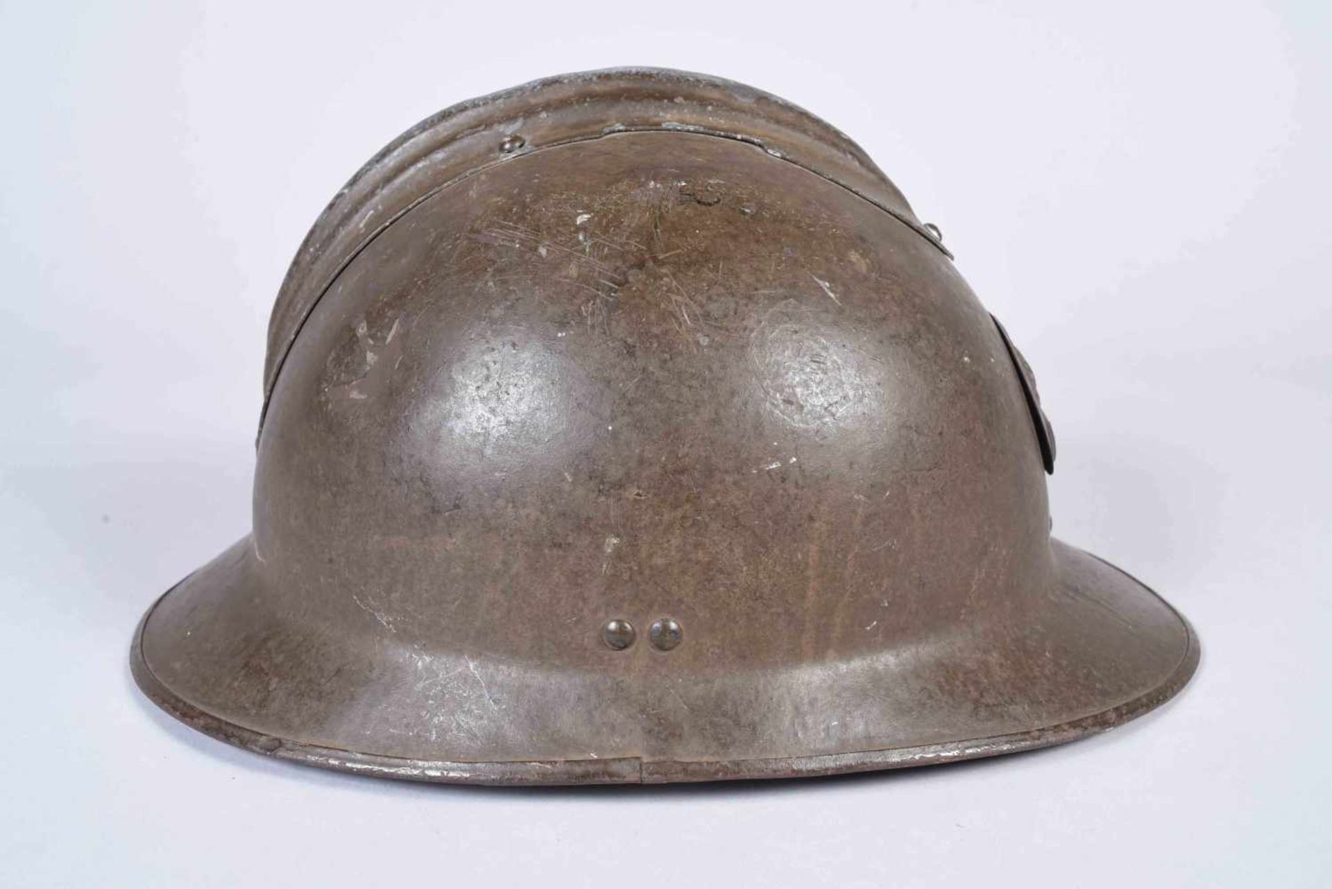 Casque Adrian modèle 26 attribut d’infanterie modèle 37. Rare fabricant C.I.A. Coque C. Peinture d’ - Bild 4 aus 6