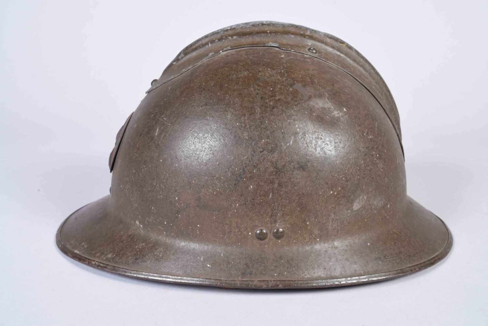 Casque Adrian modèle 26 attribut d’infanterie modèle 37. Rare fabricant C.I.A. Coque C. Peinture d’ - Bild 2 aus 6