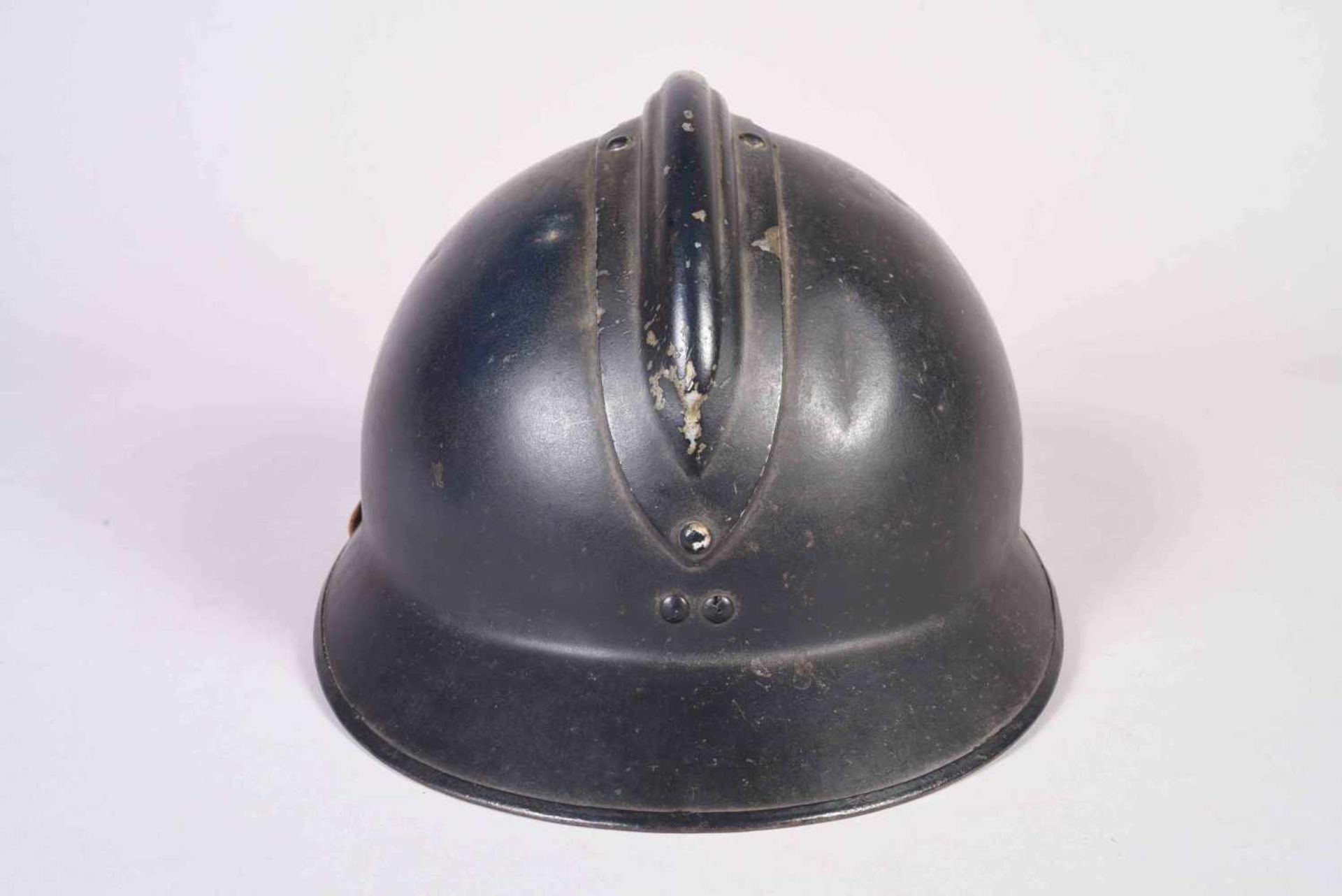 Casque Adrian modèle 26. Attribut de la gendarmerie. Fabricant L.U.M 39. Coque C. Peinture Bleu nuit - Bild 3 aus 6