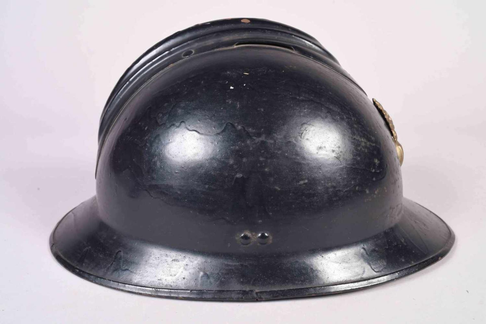 Casque Adrian modèle 26. Attribut de la gendarmerie. Fabricant Dunois et Fils. Peinture Kaki - Bild 4 aus 7