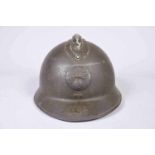 FR. Casque M/26 Attribut de l'infanterie M/37. Fabricant. Coque C. Peinture verte d'usine. Coiffe en