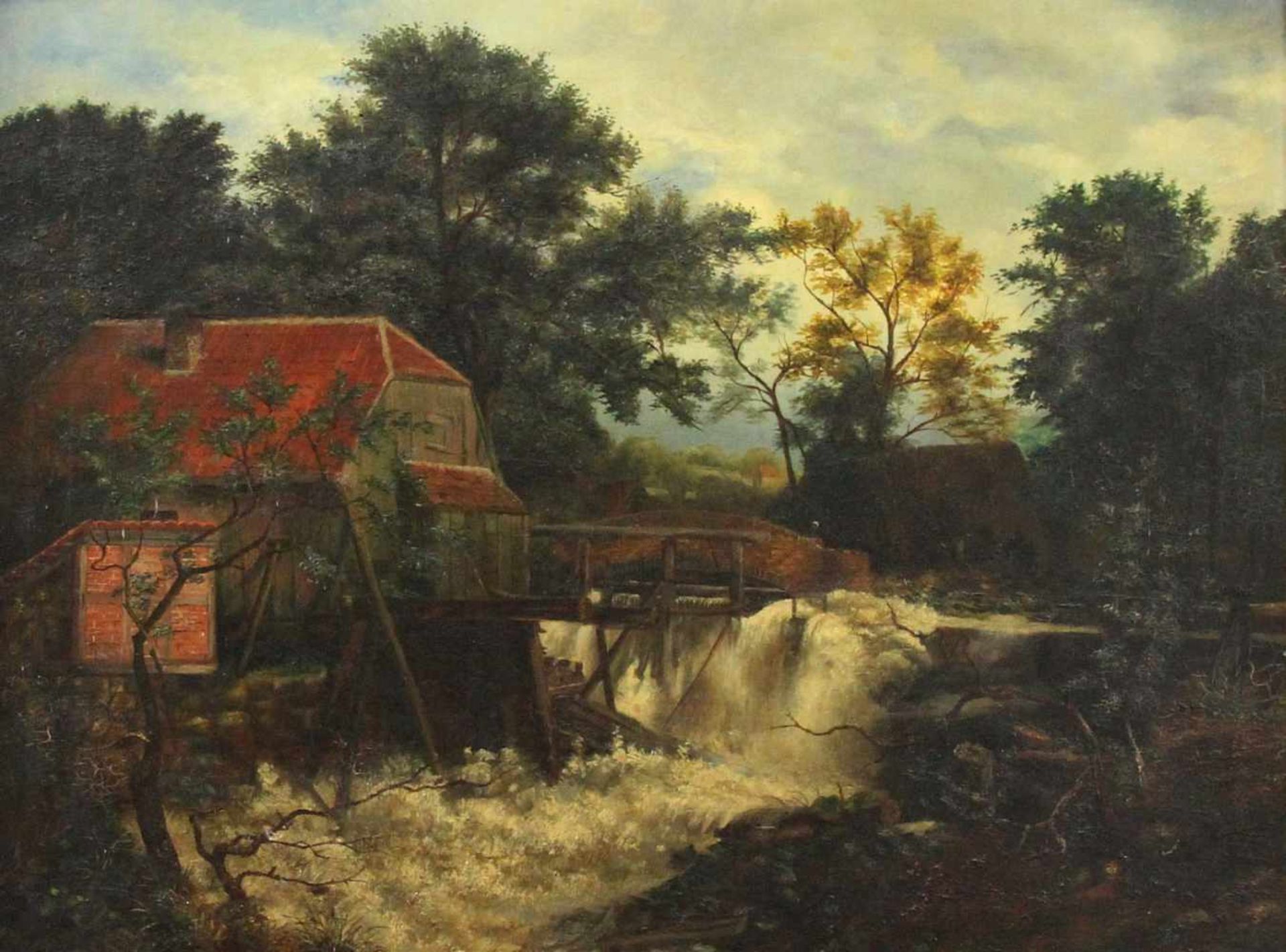 Maler (19./20. Jhd.) - Öl auf Leinwand, "Bei der alten Wassermühle", unsigniert?, originaler - Bild 2 aus 2