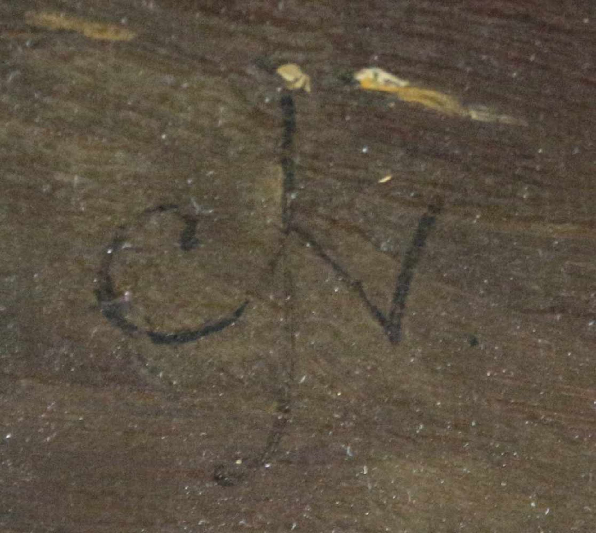 Monogrammist, um 1900, - Öl auf Leinwand, "Stillleben mit Messingkessel", unten links monogrammiert, - Bild 3 aus 3