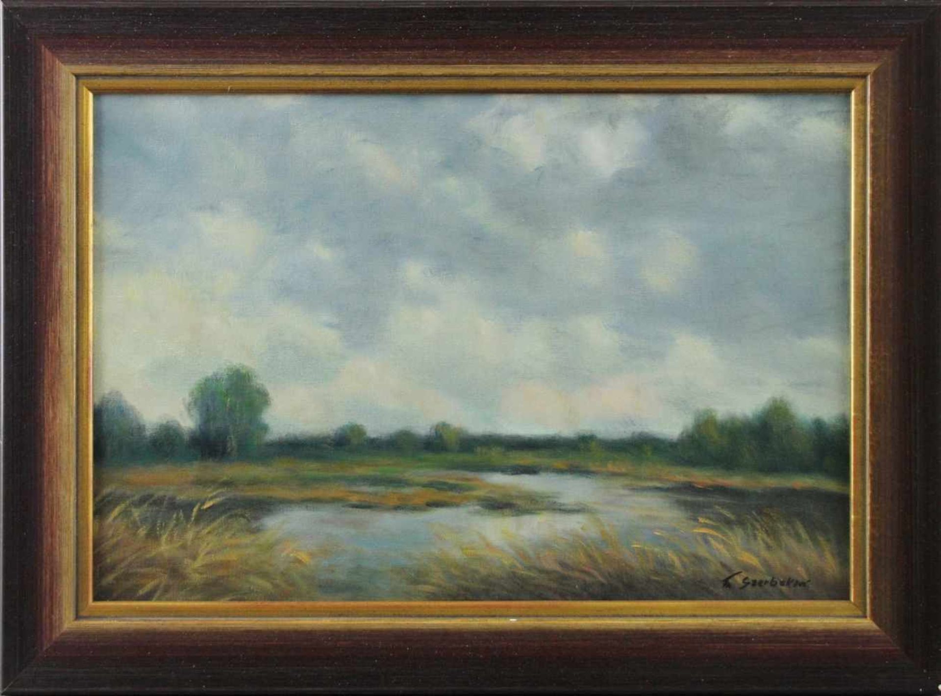 Feodor Szerbakow (1911 - 2009) - Öl auf Hartfaserplatte, "Mit bewölktem Himmel", unten rechts