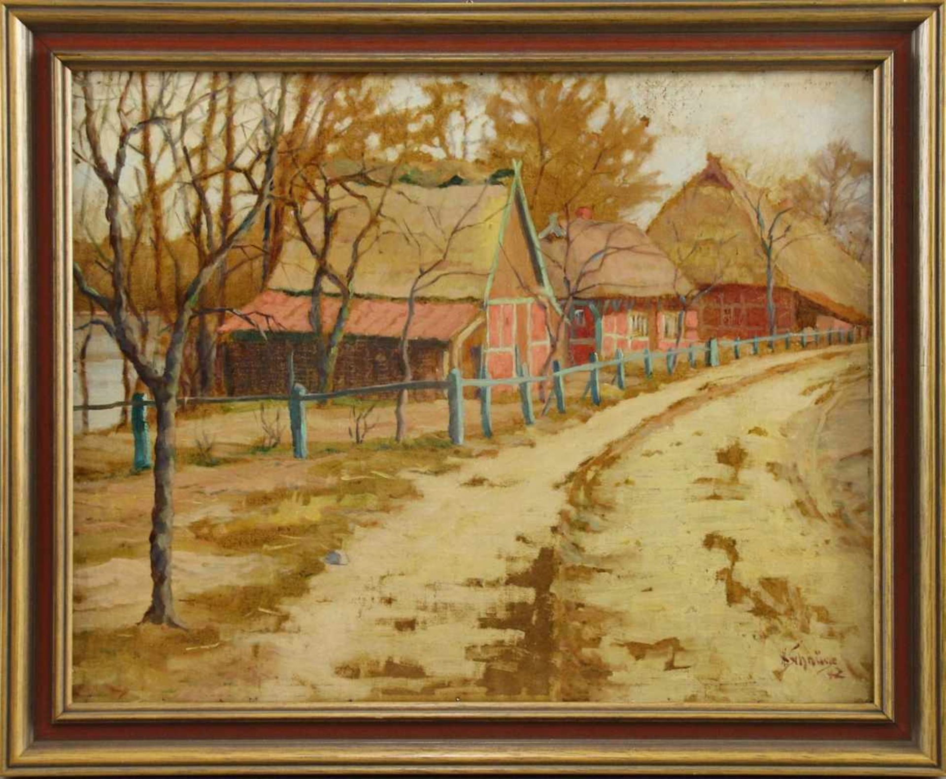 Hugo Schnüge (1875 - 1960) - Öl auf Leinwand, "Spätherbst in Schleswig-Holstein mit alten