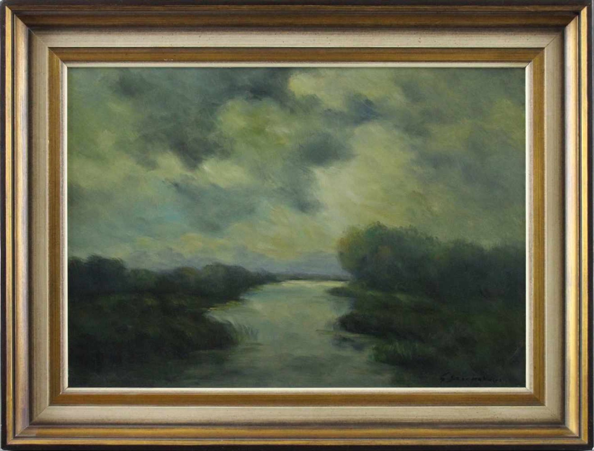 Feodor Szerbakow (1911 - 2009) - Öl auf Hartfaserplatte, "Im Worpsweder Moor", unten rechts