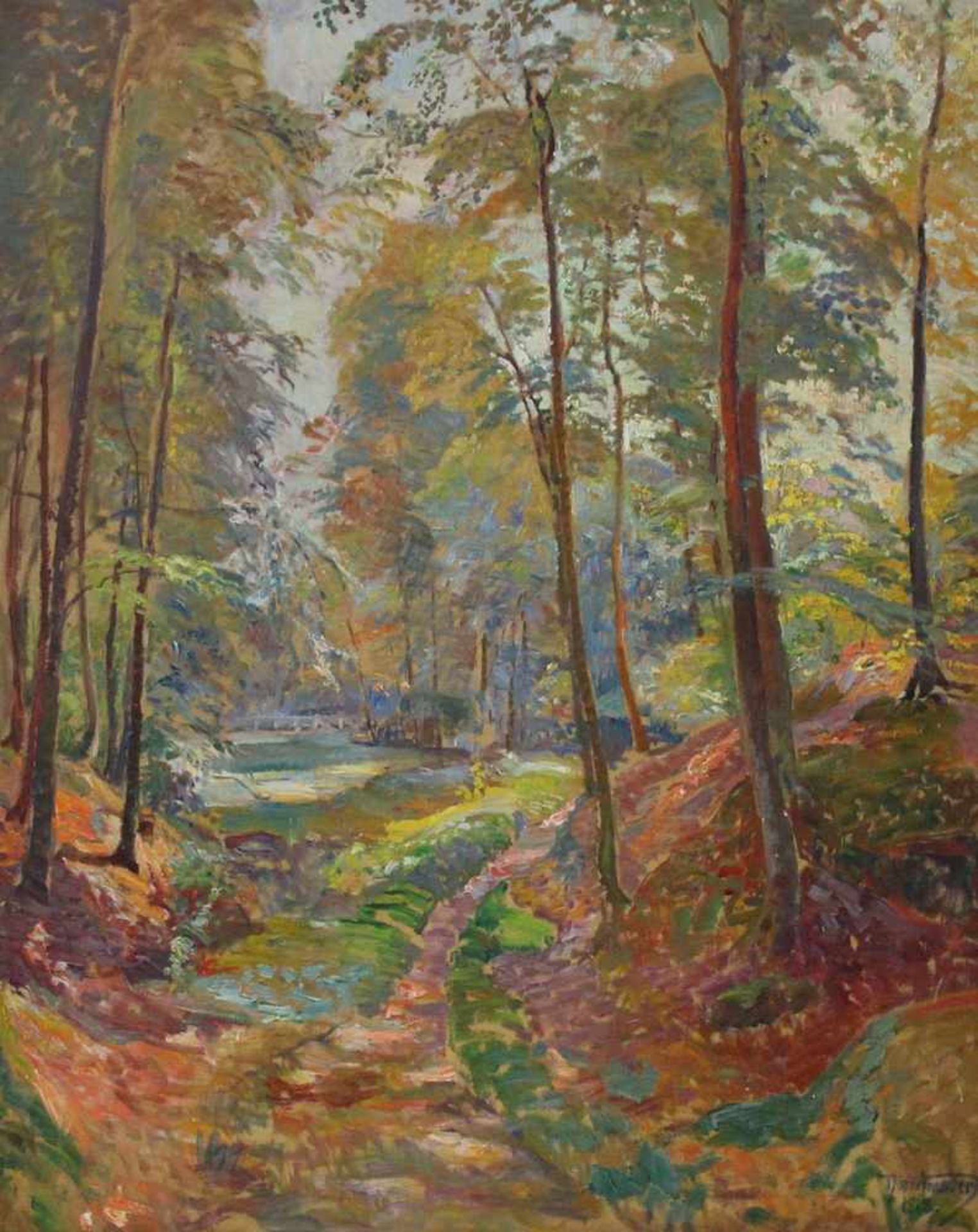 Johannes C.F. Norretranders (1871 - 1957) - Öl auf Leinwand, "Herbstliche Landschaft", 1918, unten - Bild 2 aus 3