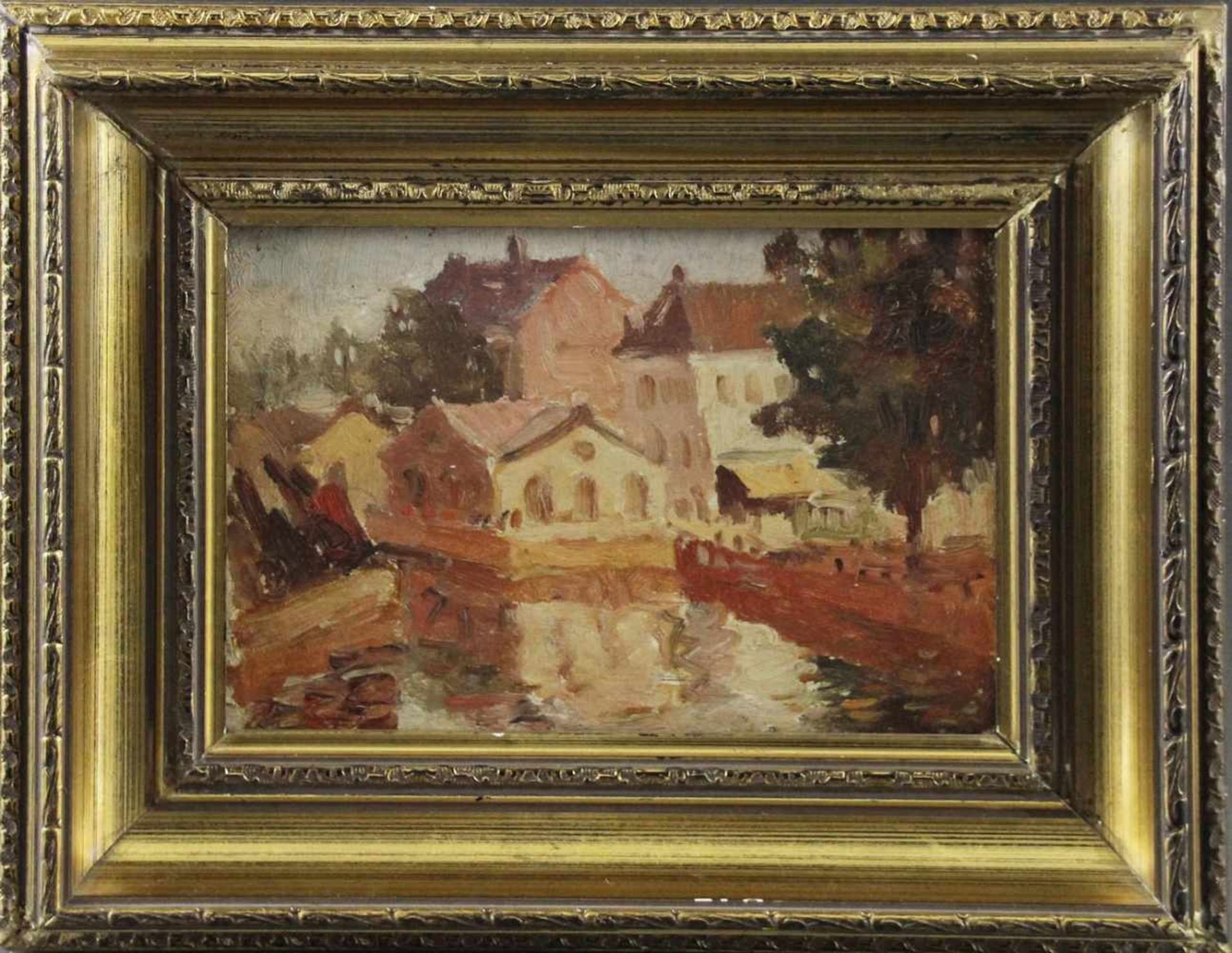 Impressionist (1. H. 20. Jhd.) - Öl auf Holz, "Stadtlandschaft", um 1910./20., unsigniert, guter