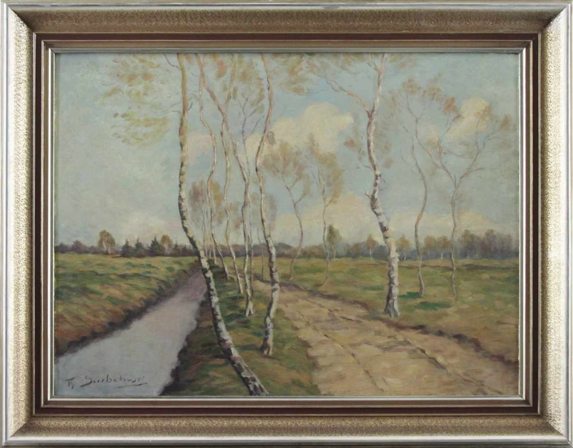 Feodor Szerbakow (1911 - 2009) - Öl auf Hartfaserplatte, "Frühling im Worpsweder Moor", unten