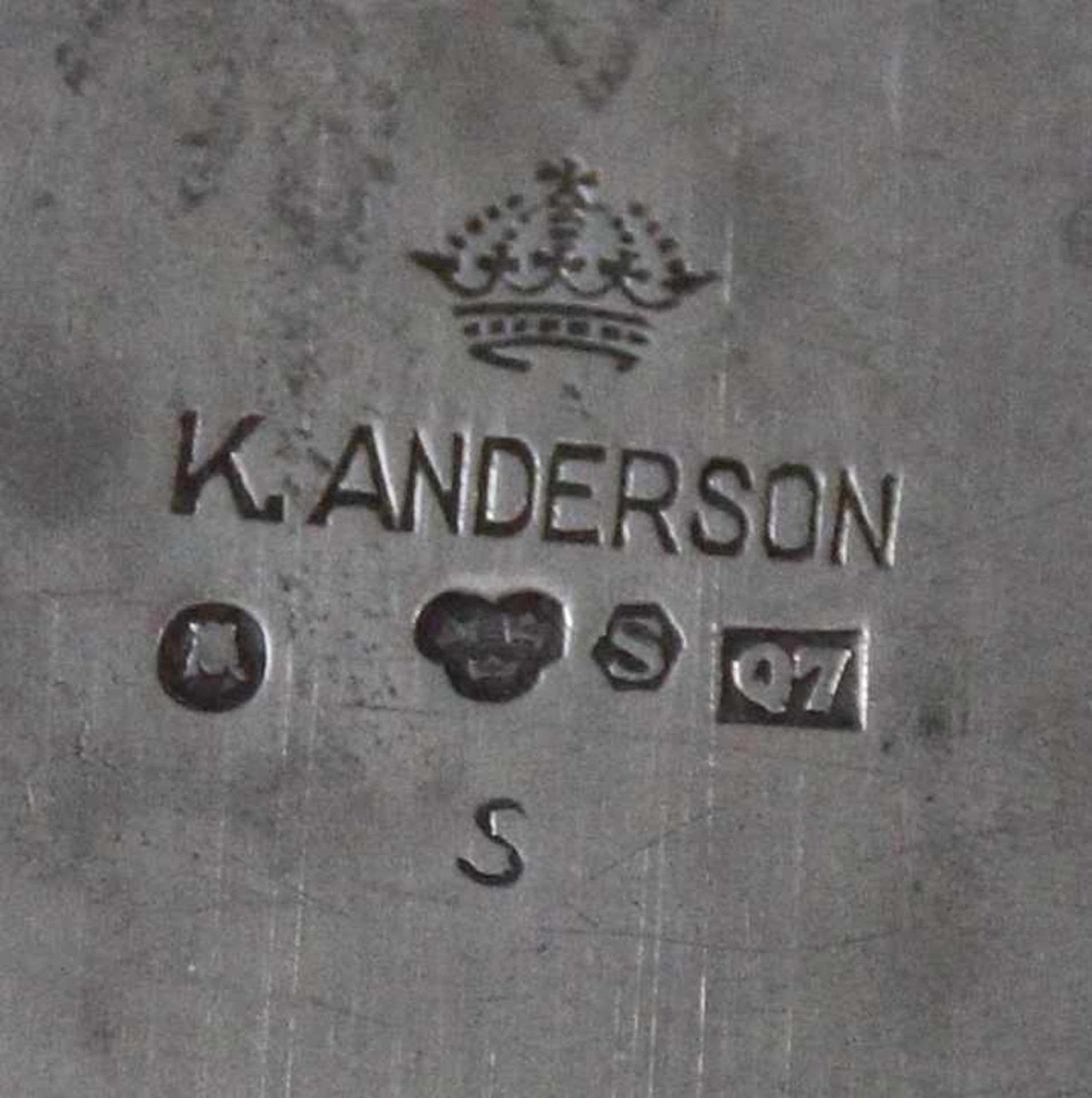 3 tlg. Art Deco Schreibganitur, 830er Silber des schwedischen Hofjuweliers K. Anderson, Stockholm, - Bild 2 aus 2